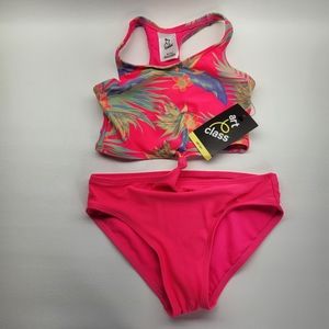 Art Class Cut-Out Pink Tropical Print One-Piece Swimsuit Sz XS 4/5